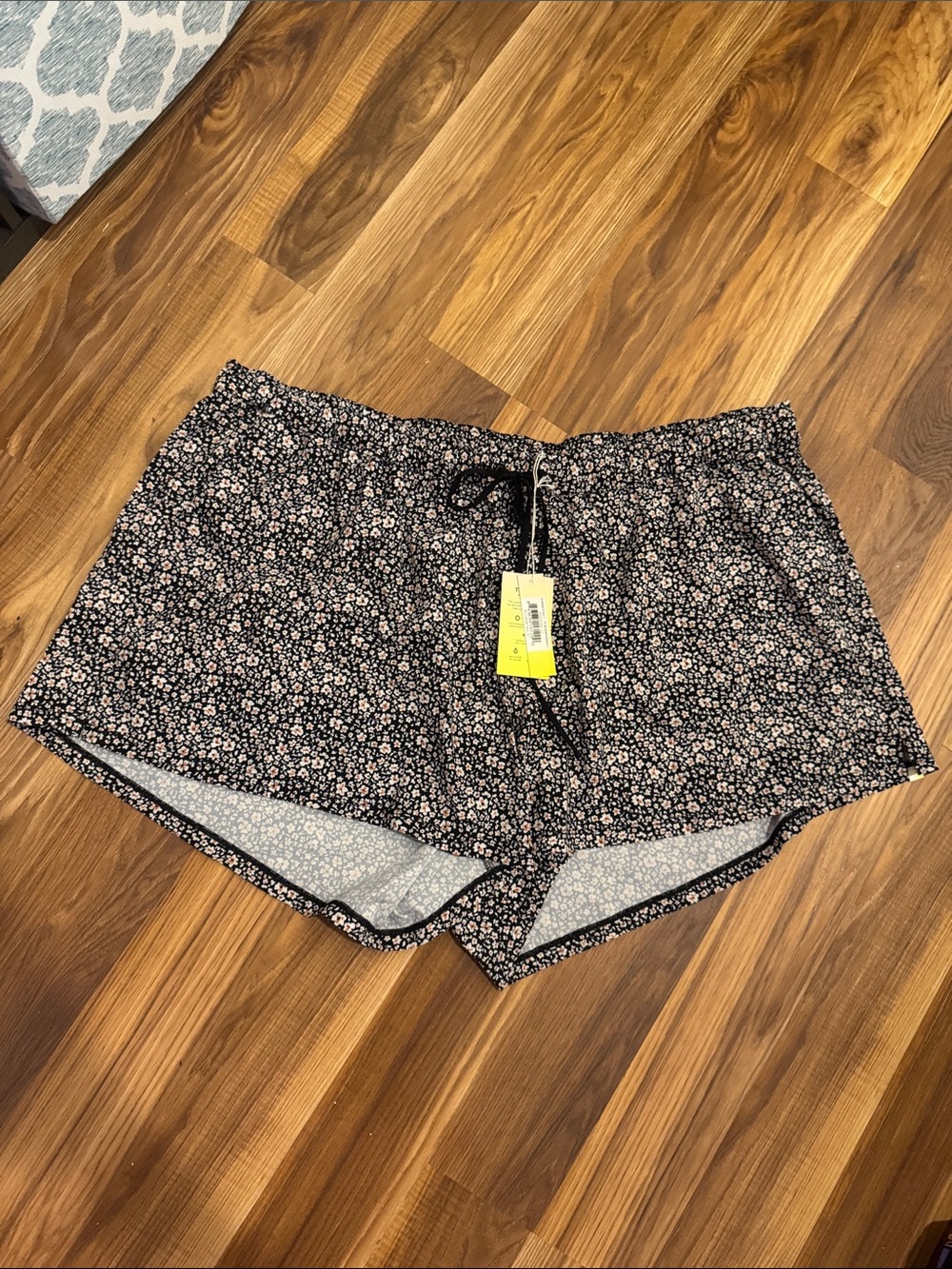 summersalt Black Floral Drawstring Shorts